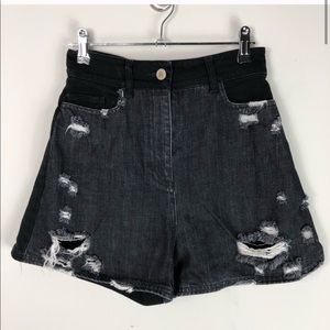 Public School Thana Black Distressed Shorts 839